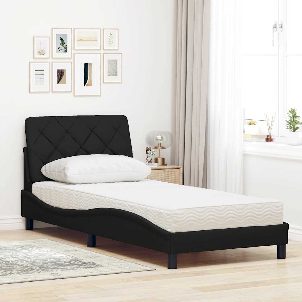 Krevet s madracem crni 80 x 200 cm od tkanine