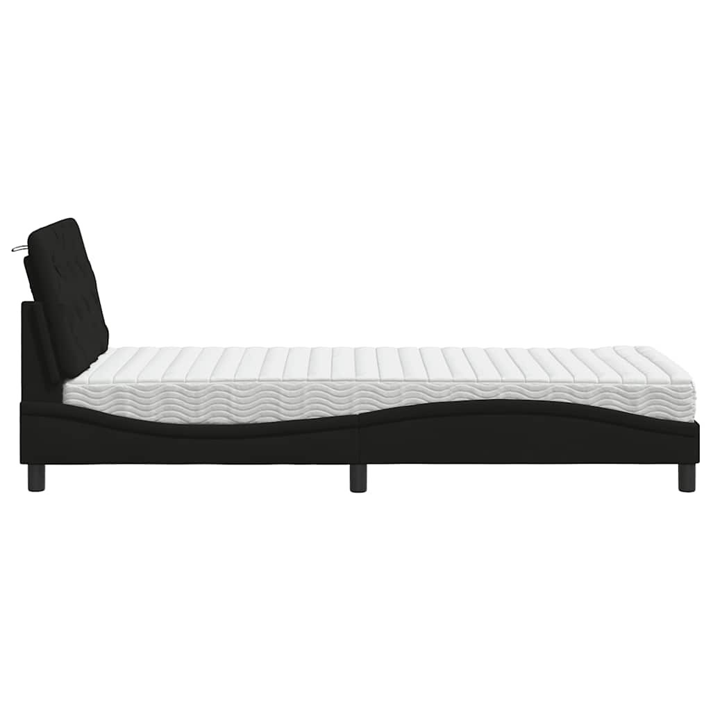 Krevet s madracem crni 80 x 200 cm od tkanine