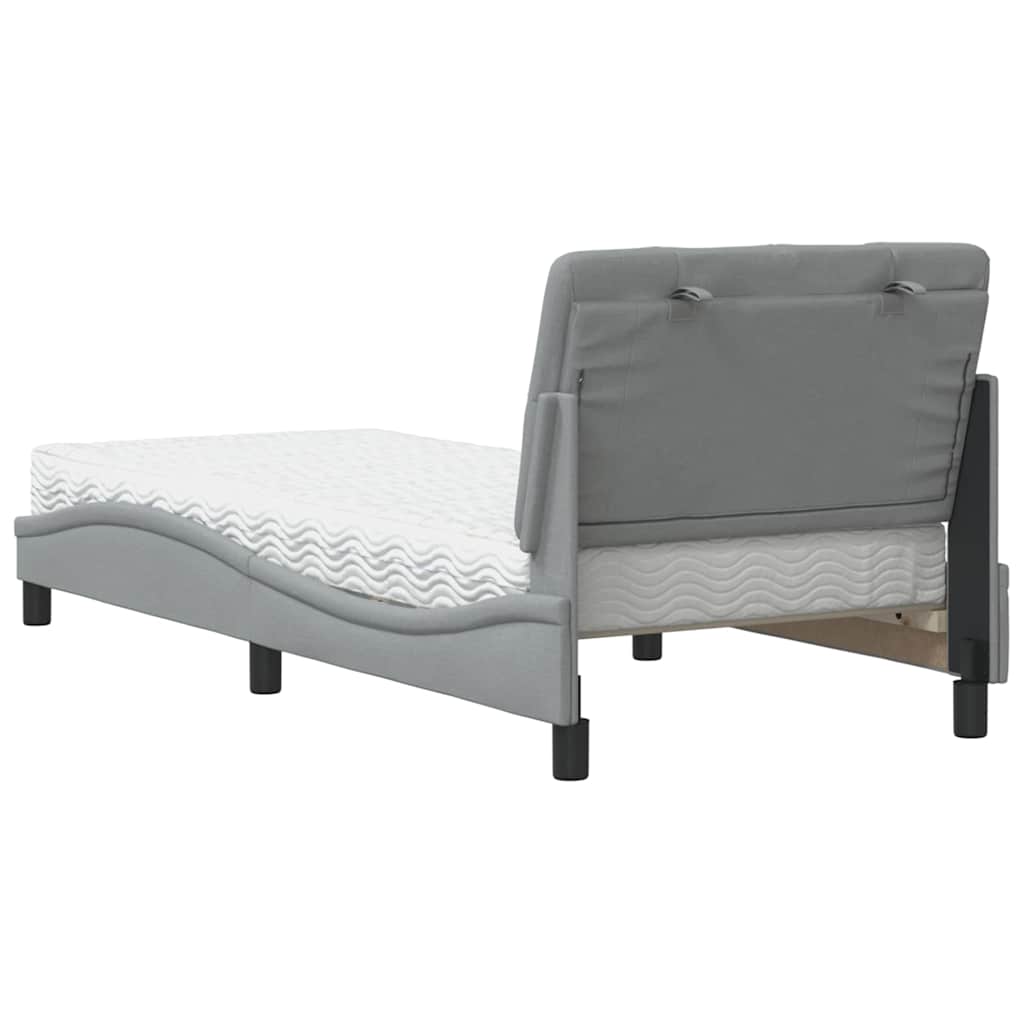 Krevet s madracem svjetlosivi 90x190 cm od tkanine