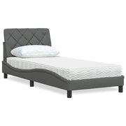 Krevet s madracem tamnosivi 90 x 190 cm od tkanine