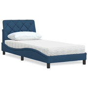Krevet s madracem plavi 90 x 200 cm od tkanine