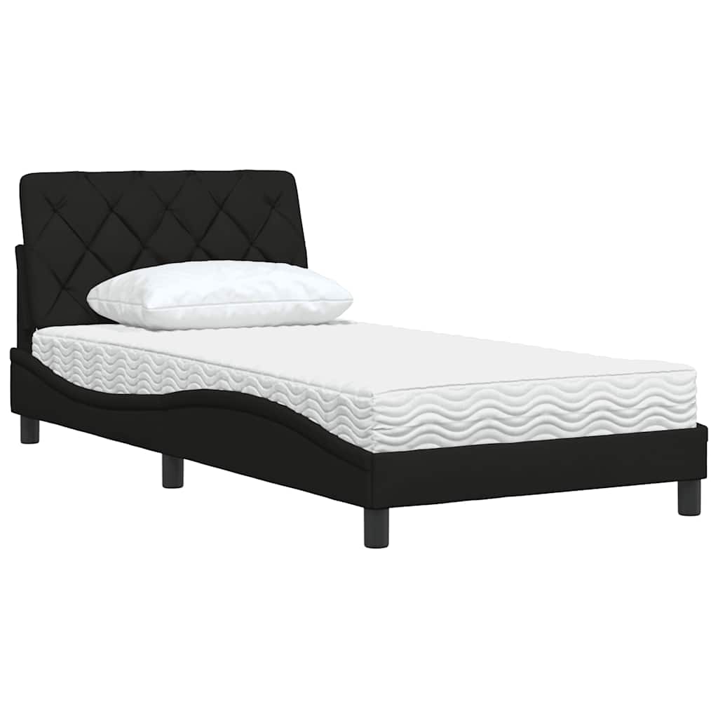 Krevet s madracem crni 100 x 200 cm od tkanine