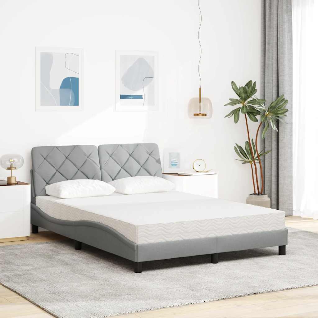Krevet s madracem svjetlosivi 140x190 cm od tkanine