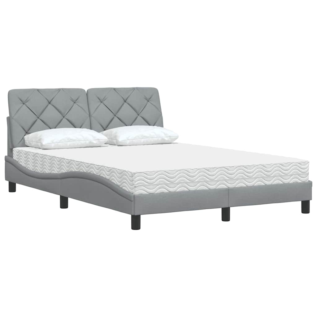 Krevet s madracem svjetlosivi 140x190 cm od tkanine