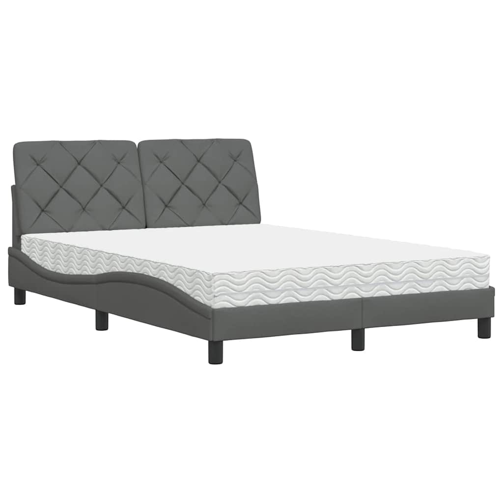 Krevet s madracem tamnosivi 140x190 cm od tkanine