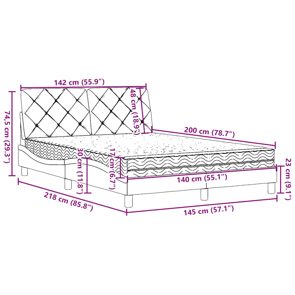 Krevet s madracem plavi 140x200 cm od tkanine