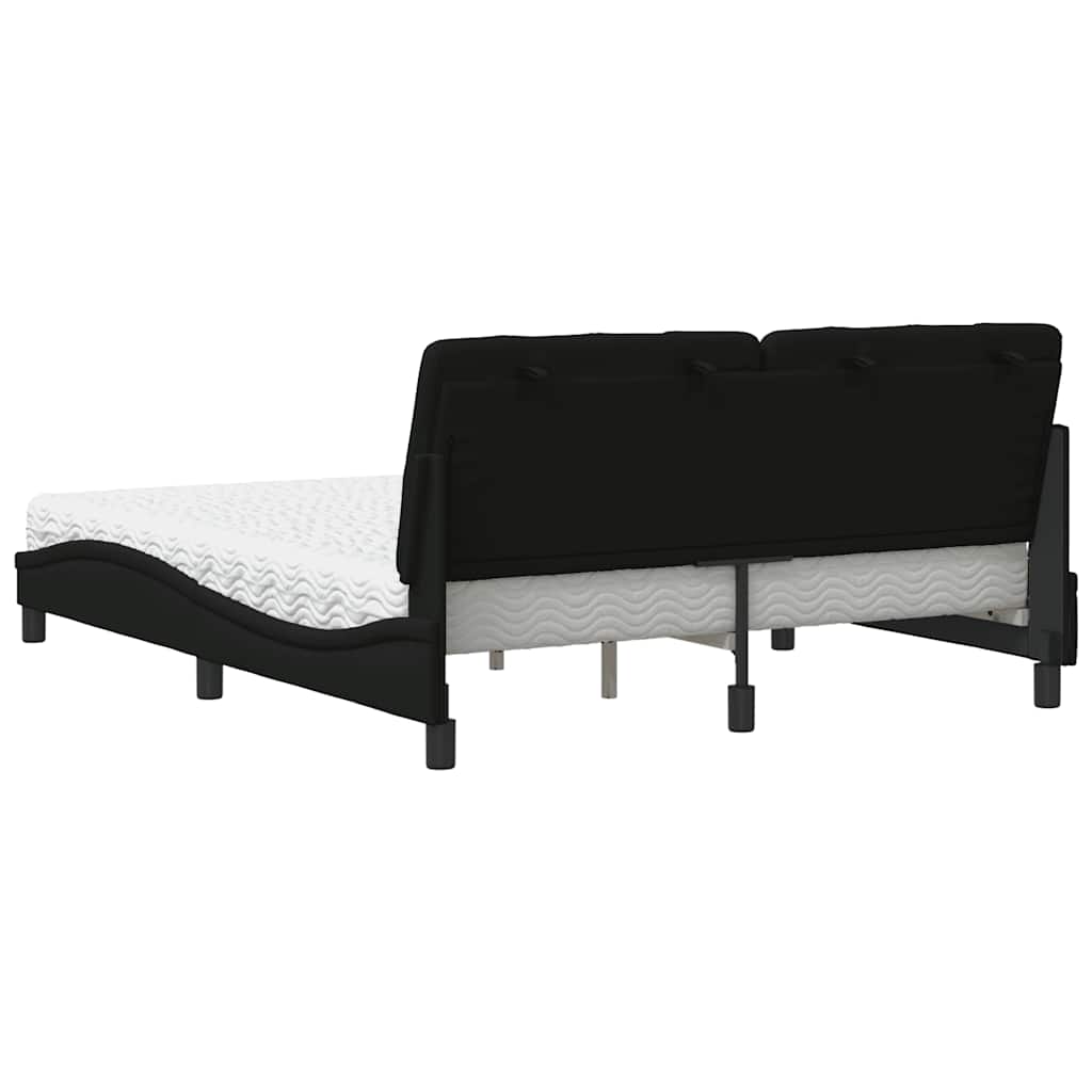 Krevet s madracem crni 160x200 cm od tkanine