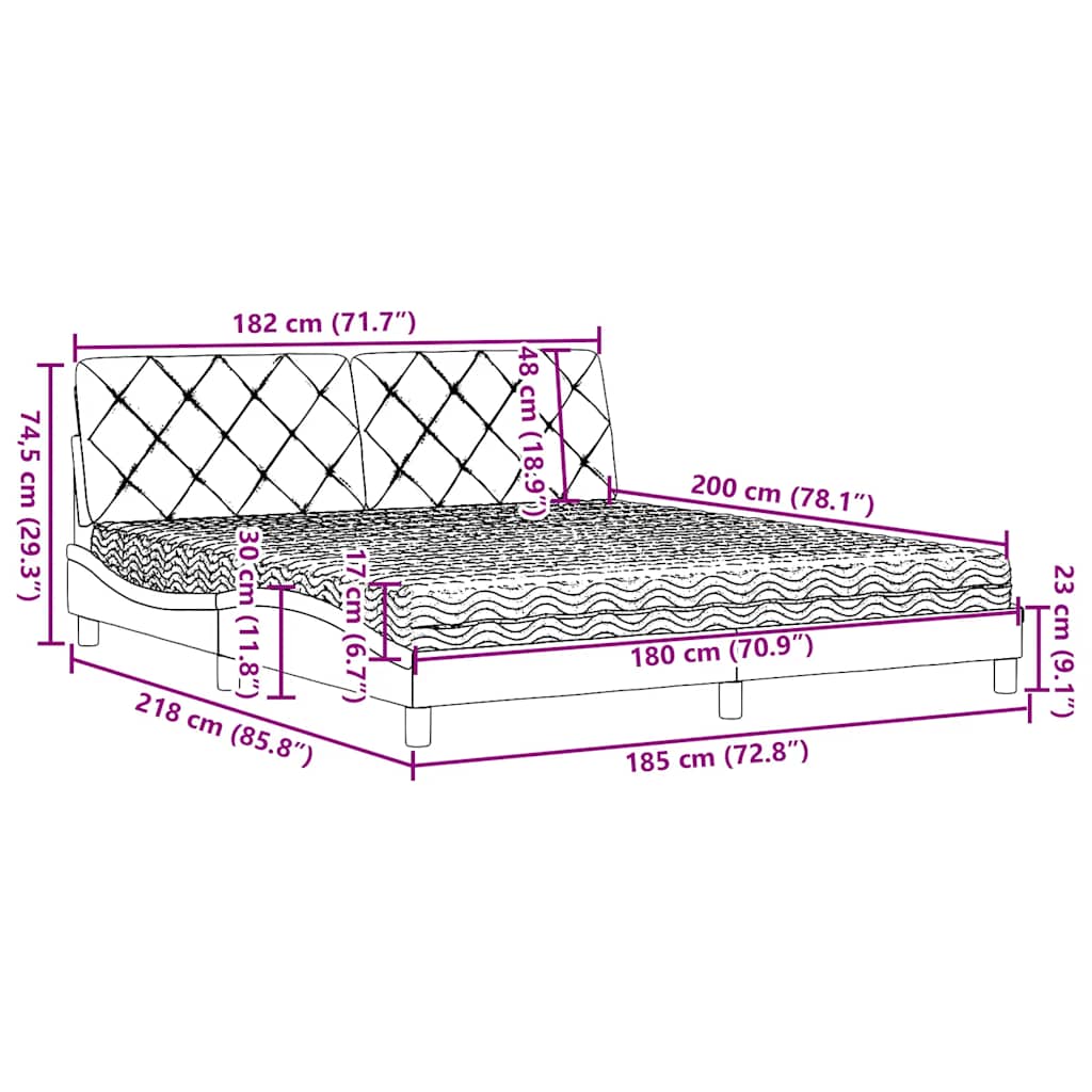 Krevet s madracem crni 180x200 cm od tkanine