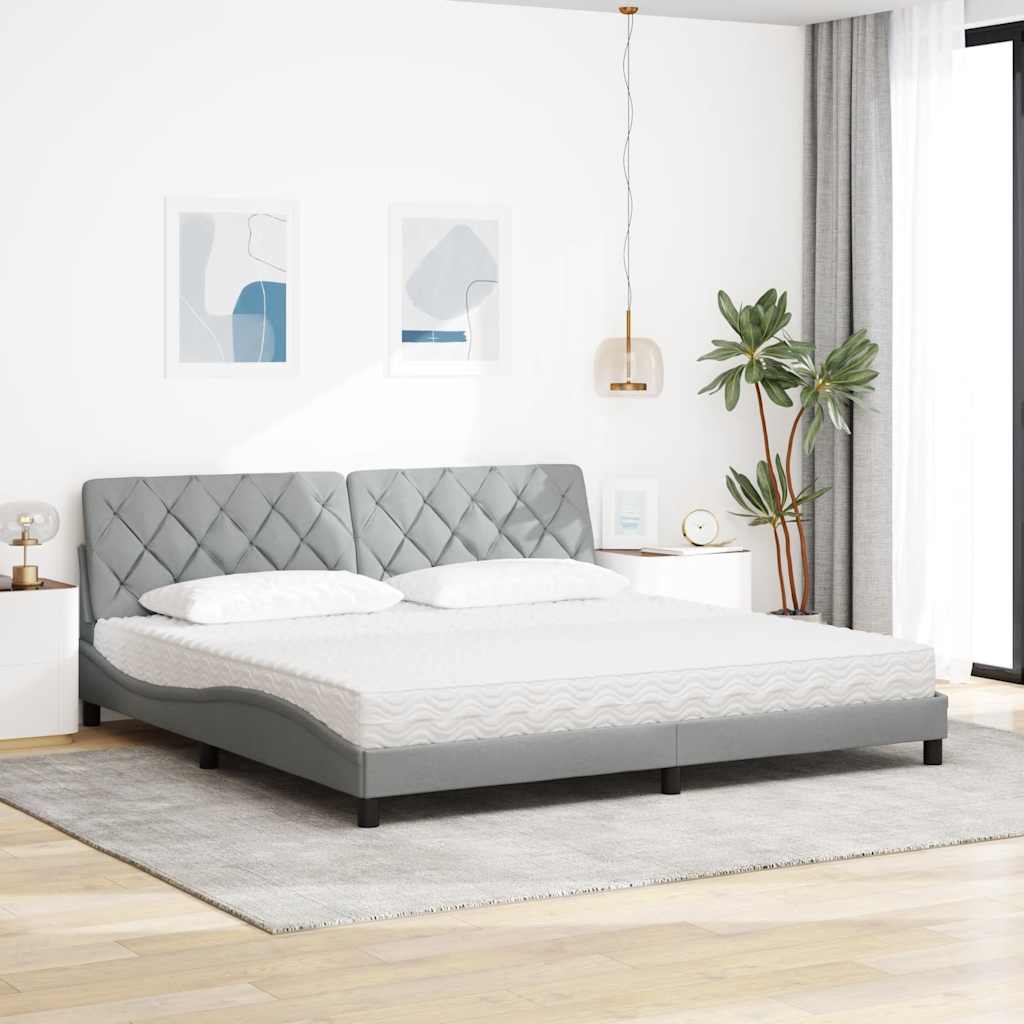 Krevet s madracem svjetlosivi 200 x 200 cm od tkanine