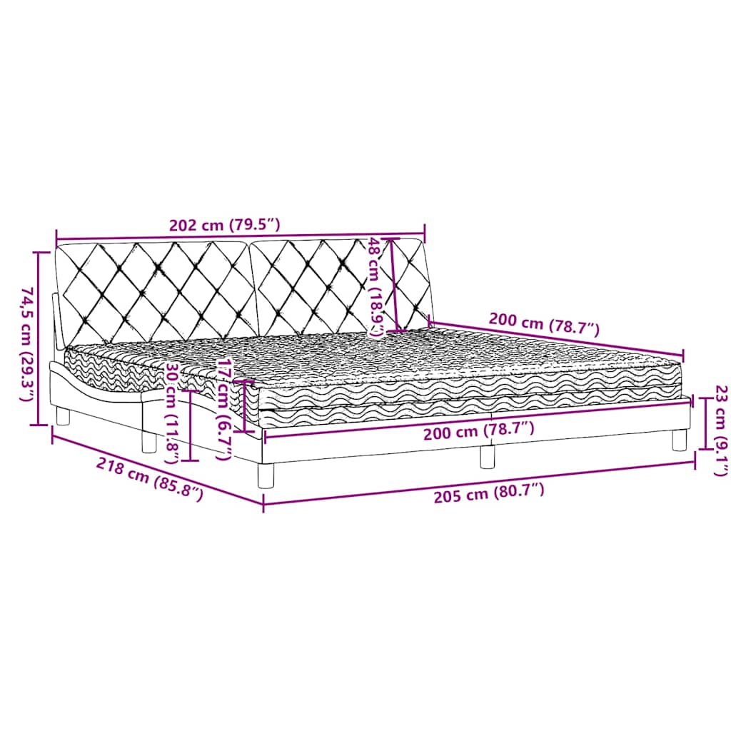 Krevet s madracem svjetlosivi 200 x 200 cm od tkanine