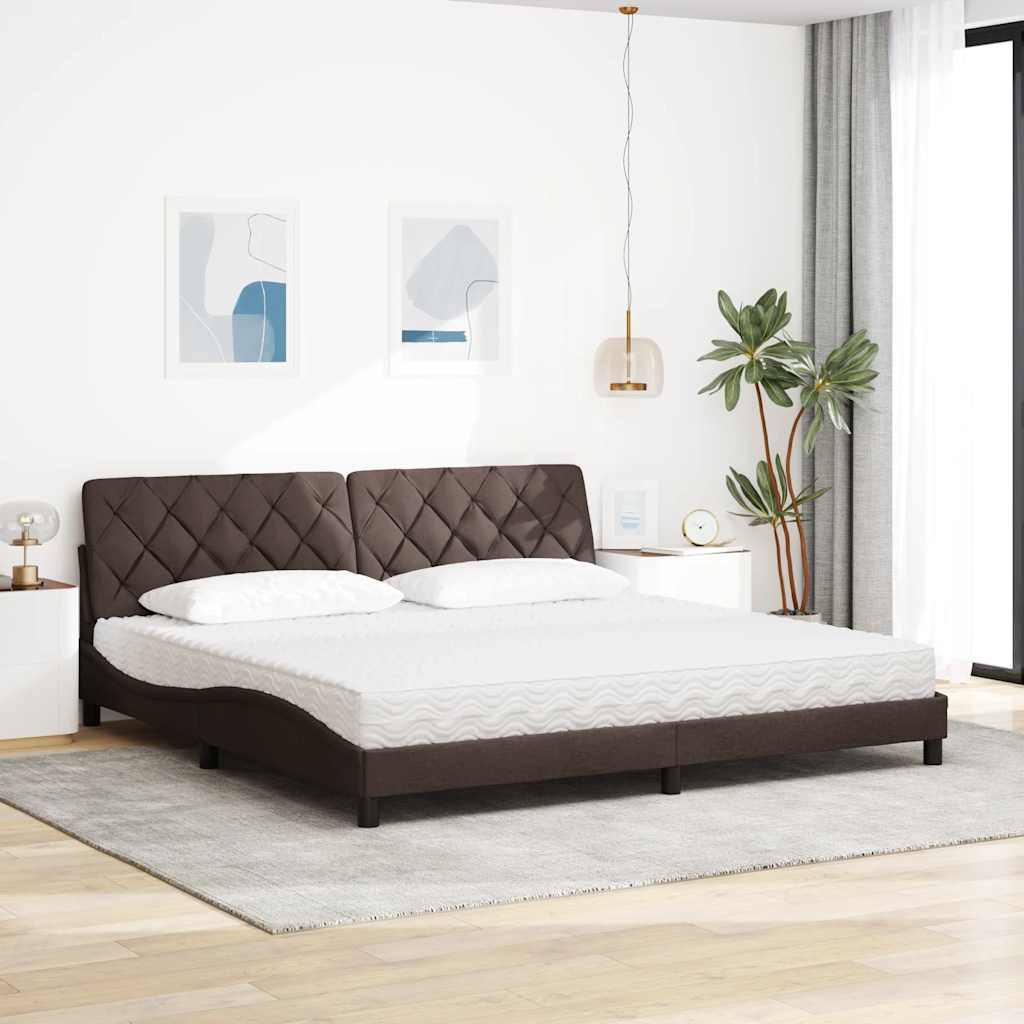 Krevet s madracem tamnosmeđi 200x200 cm od tkanine