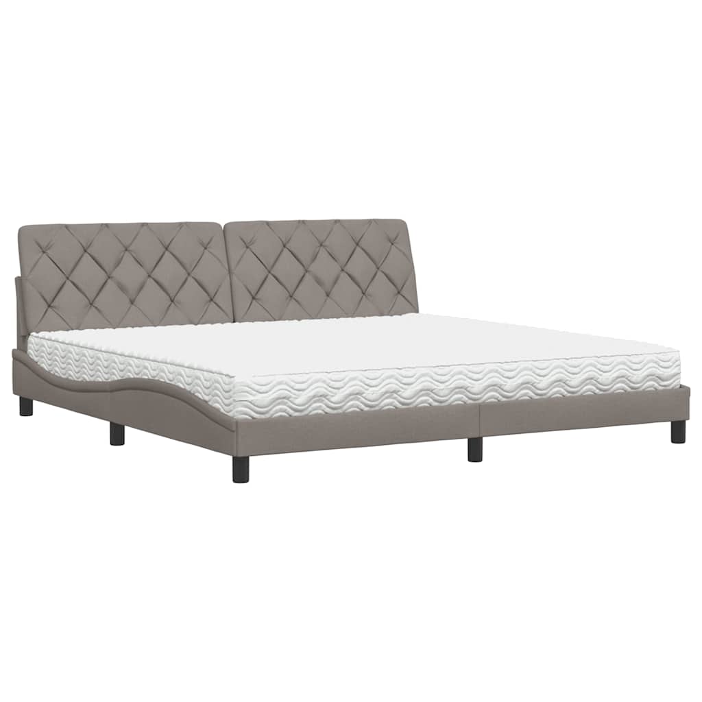 Krevet s madracem smeđesivi 200x200 cm od tkanine