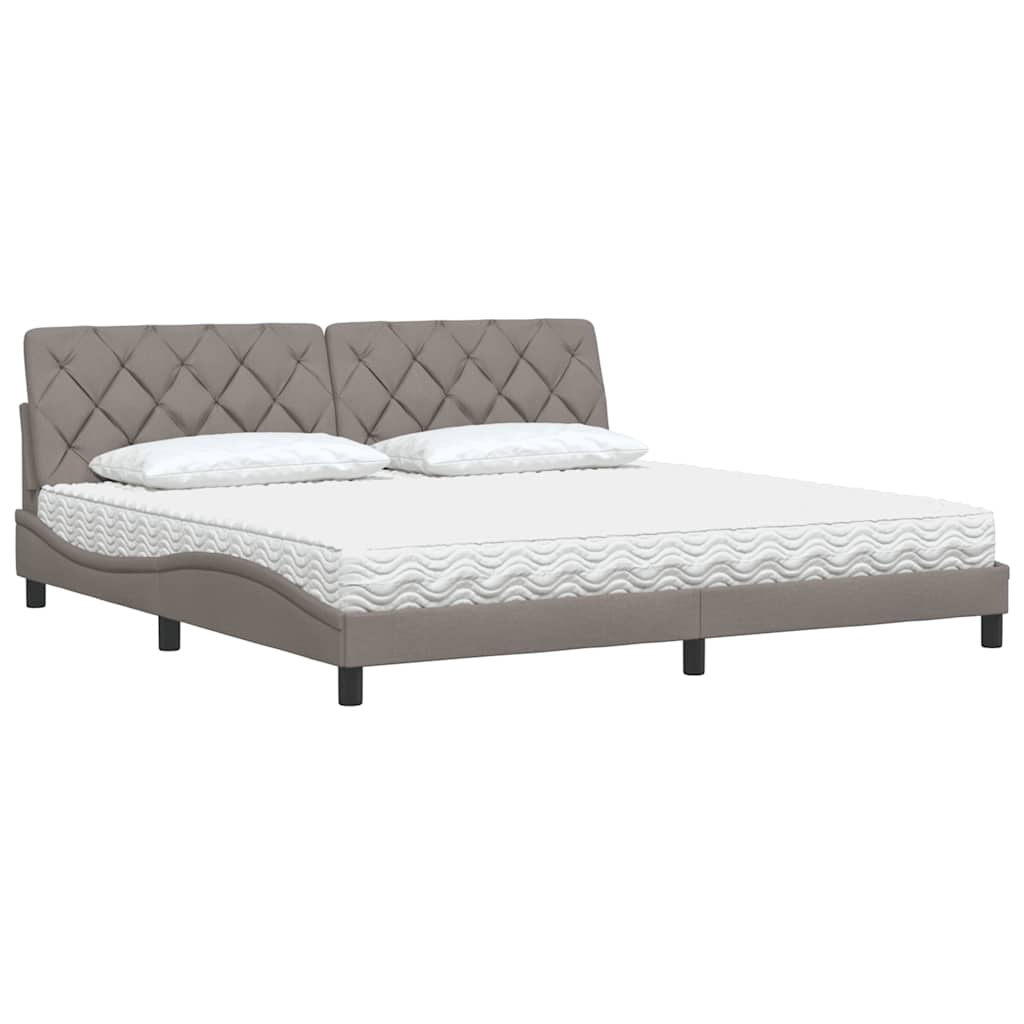 Krevet s madracem smeđesivi 200x200 cm od tkanine
