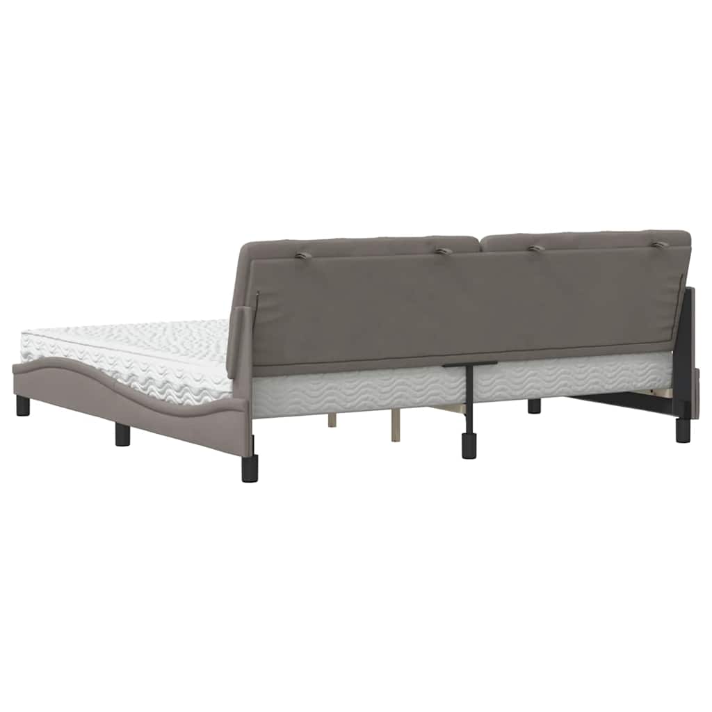 Krevet s madracem smeđesivi 200x200 cm od tkanine