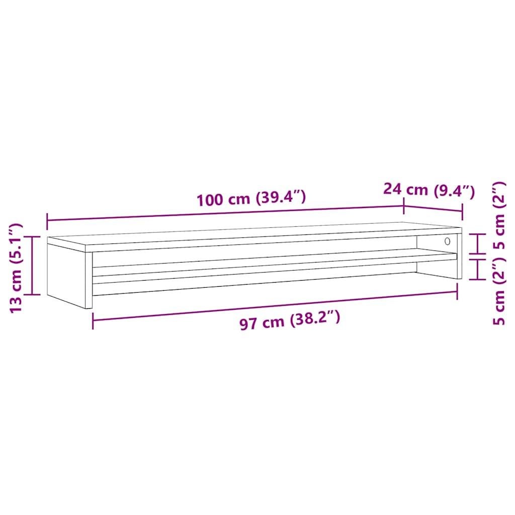 Stalak za monitor Artisan hrast 100x24x13 cm Konstruirano drvo