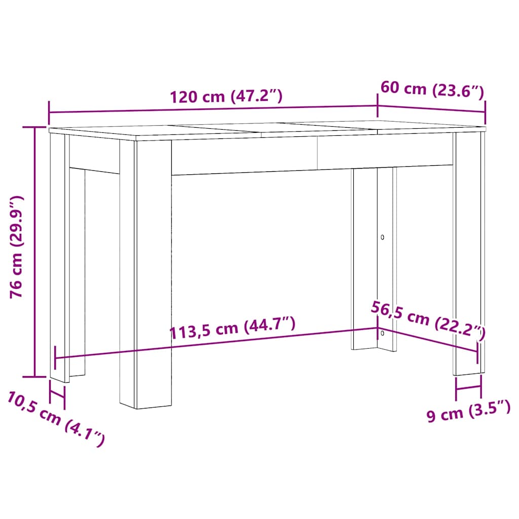 Blagovaonski stol staro drvo 120x60x76 cm konstruirano drvo
