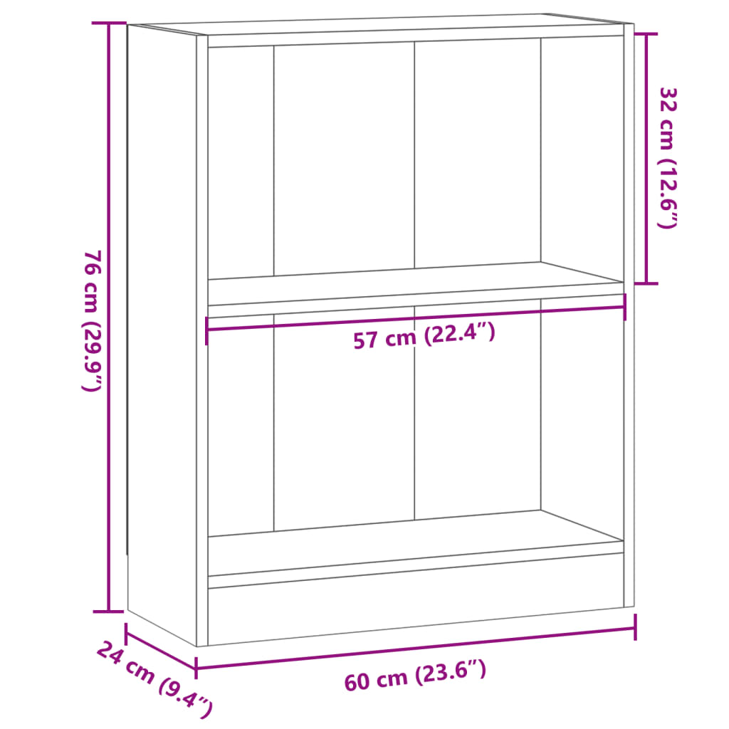 Regal za knjige boja starog drva 60x24x76 cm konstruirano drvo