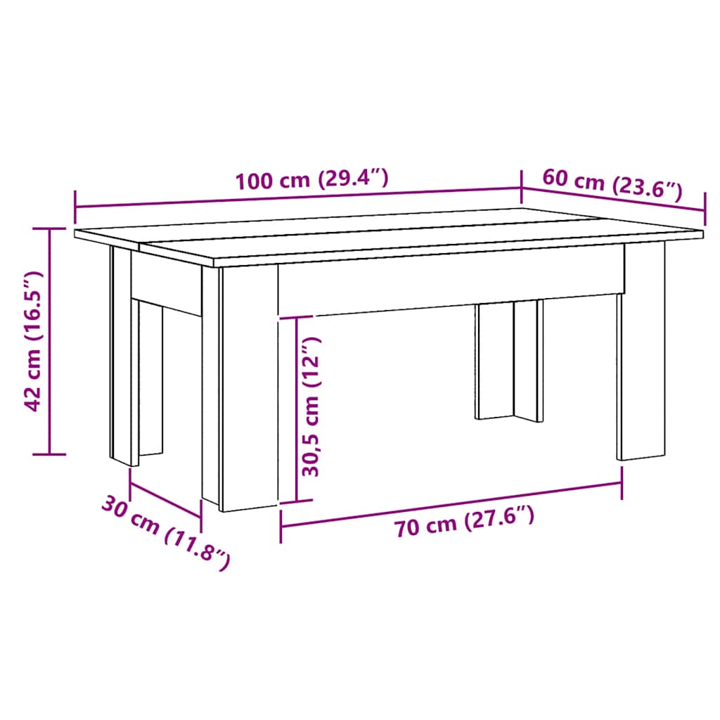 Stol za kavu Artisan hrast 100x60x42 cm izrađeno drvo