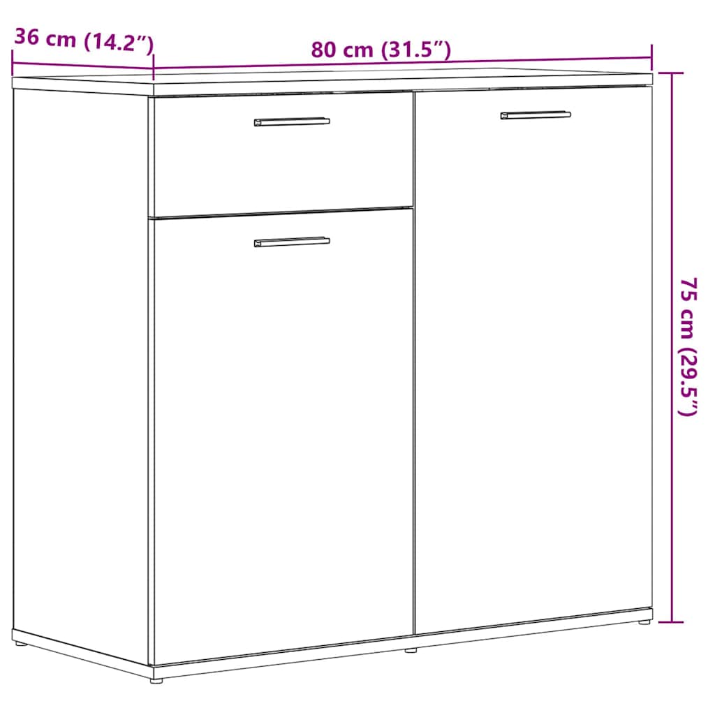Komoda boja staro drvo 80 x 36 x 75 cm od konstruiranog drva