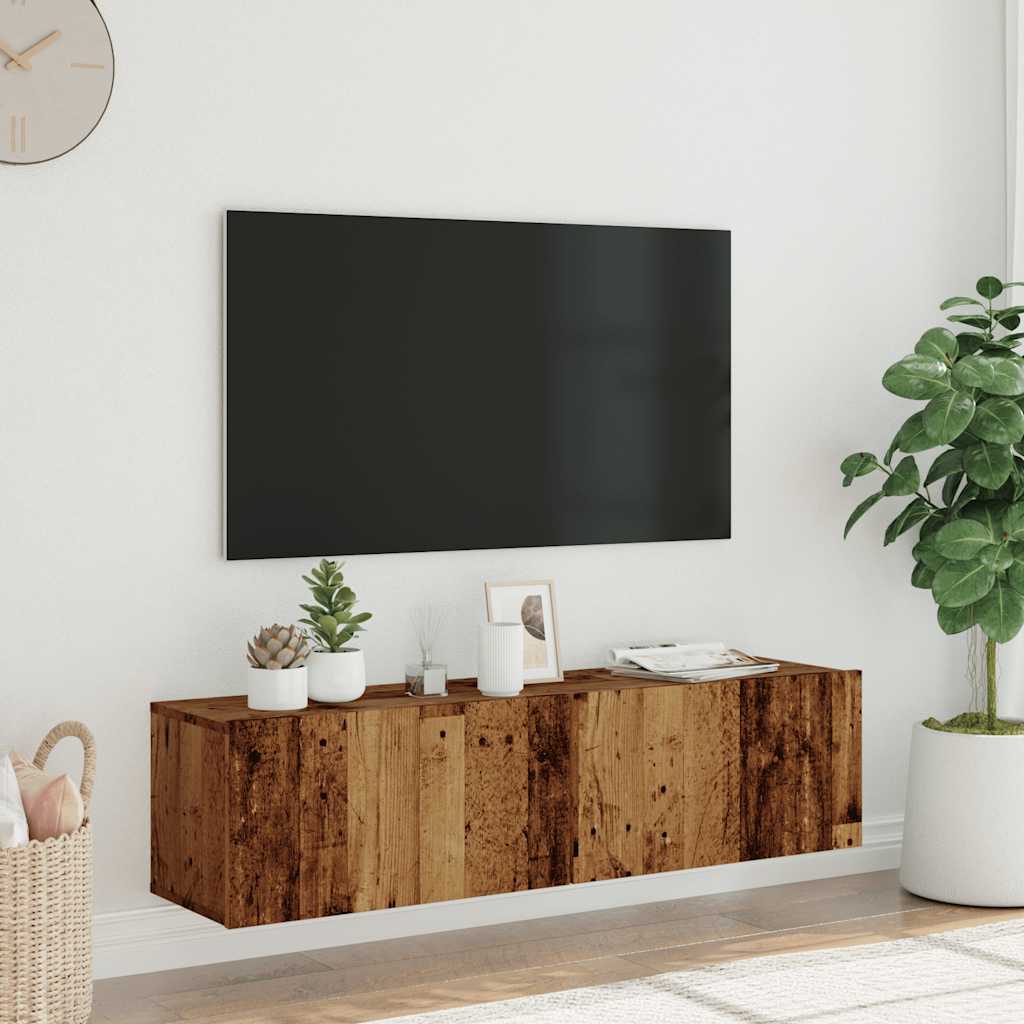 Zidni TV ormarić staro drvo 120x30x30 cm konstruirano drvo