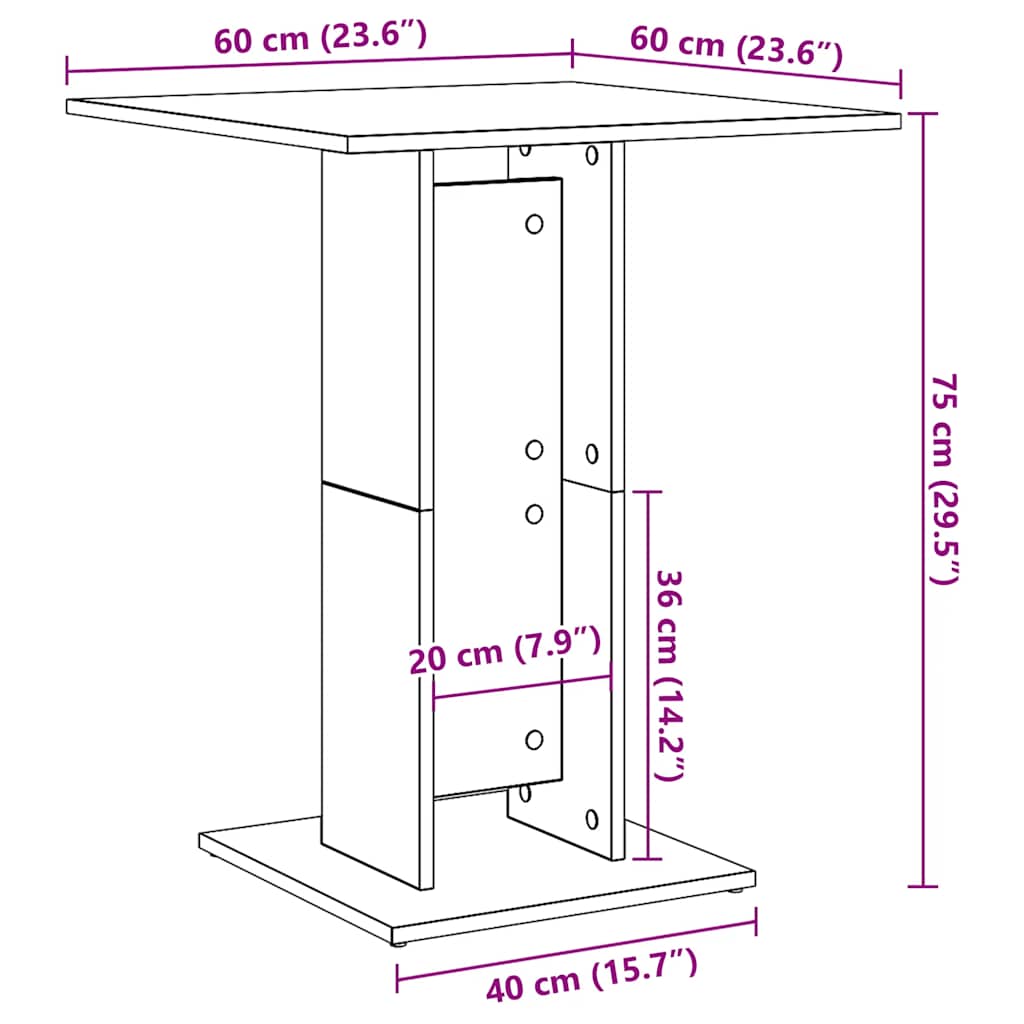 Stol za bistro Artisan hrast 60x60x75 cm konstruirano drvo