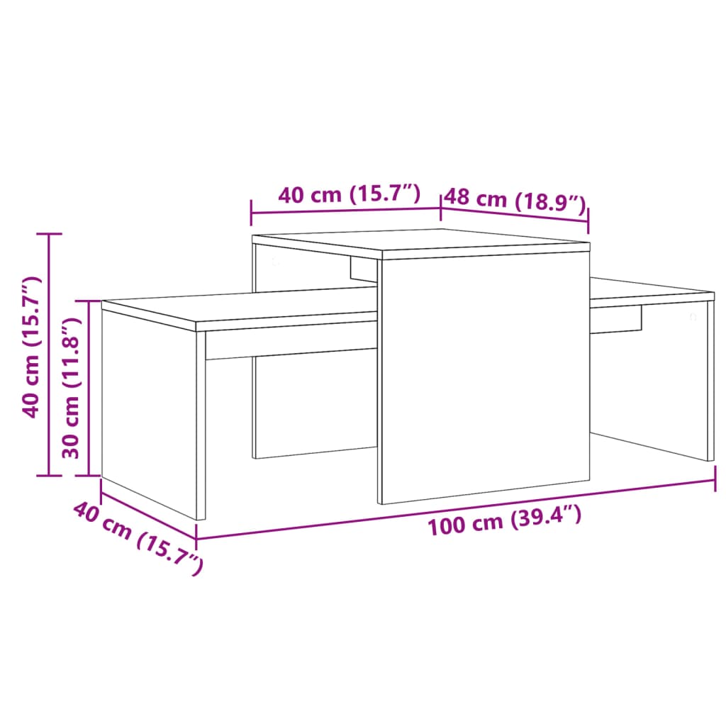 Stolić za kavu boja hrasta 100 x 48 x 40 cm konstruirano drvo