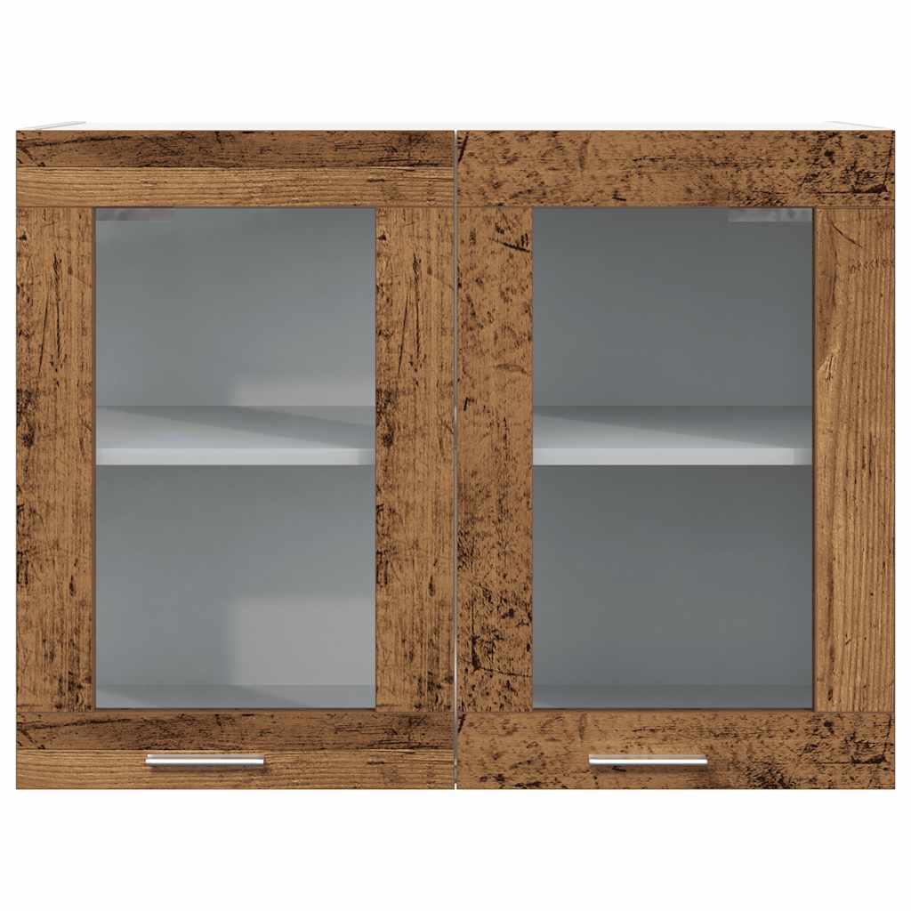 Viseći stakleni ormarić "Lyon" Staro drvo 80x31x60 cm Konstruirano drvo