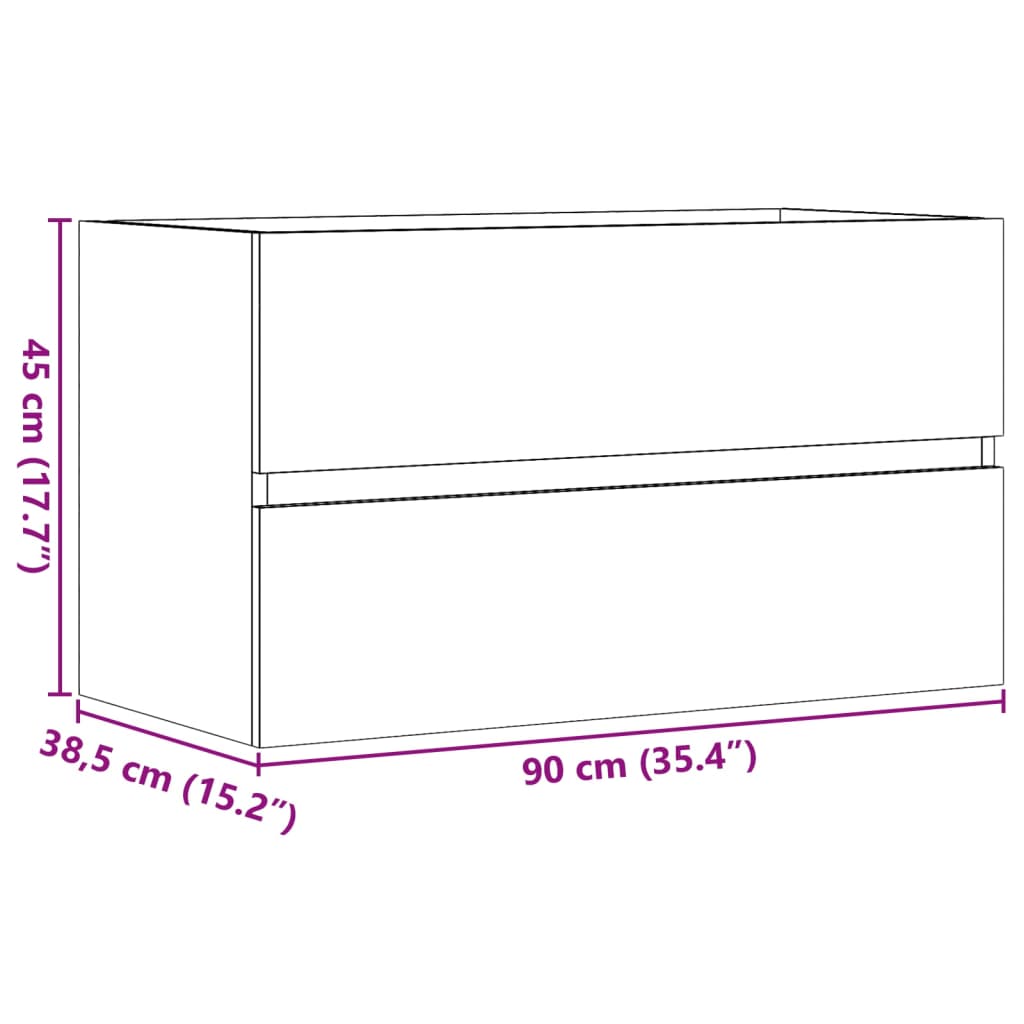 Ormarić za umivaonik boja betona 90x38,5x45cm konstruirano drvo