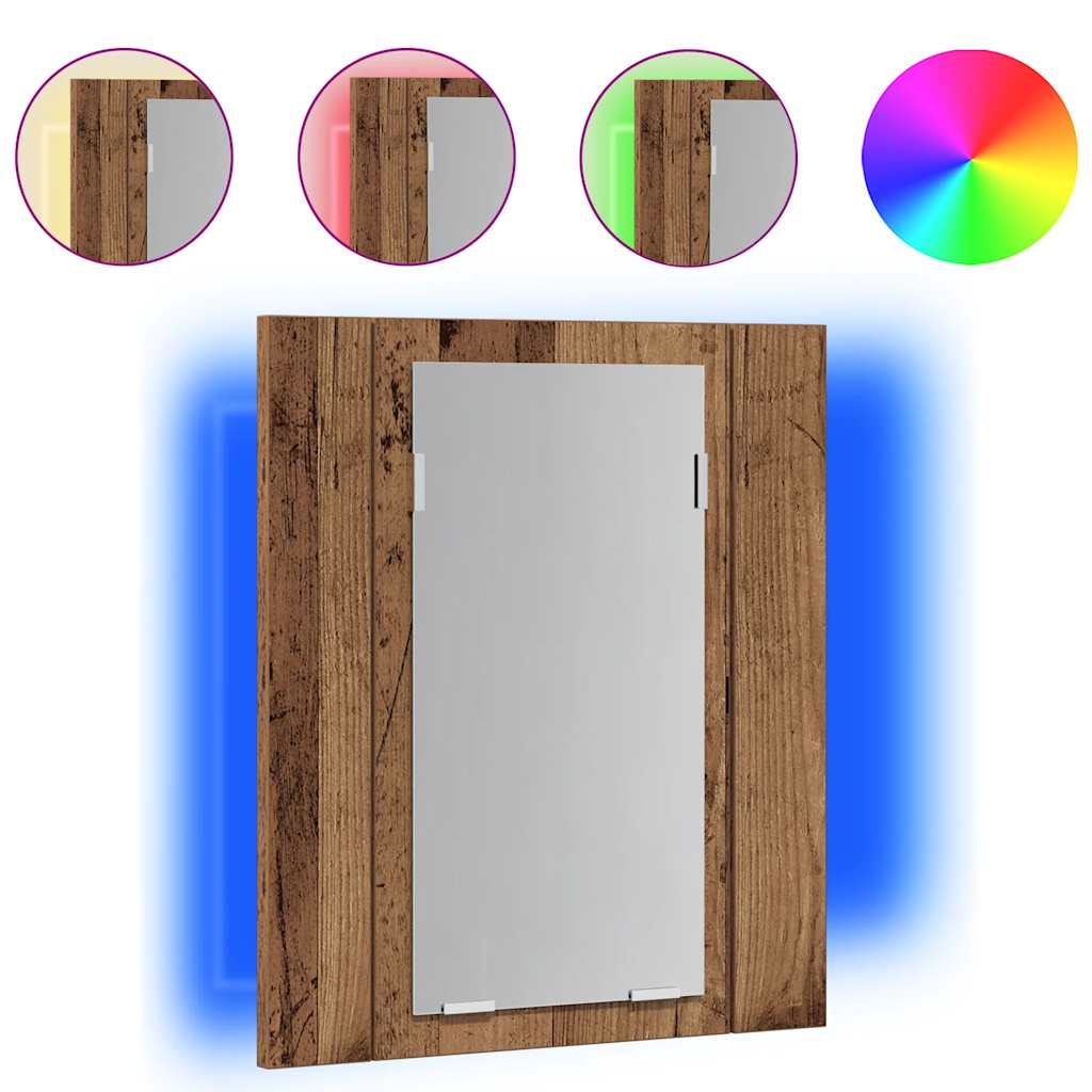 LED kupaonski ormarić s ogledalom boja hrasta 40x12x45cm drveni