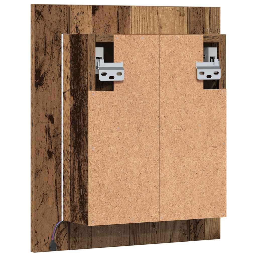 LED kupaonski ormarić s ogledalom boja hrasta 40x12x45cm drveni