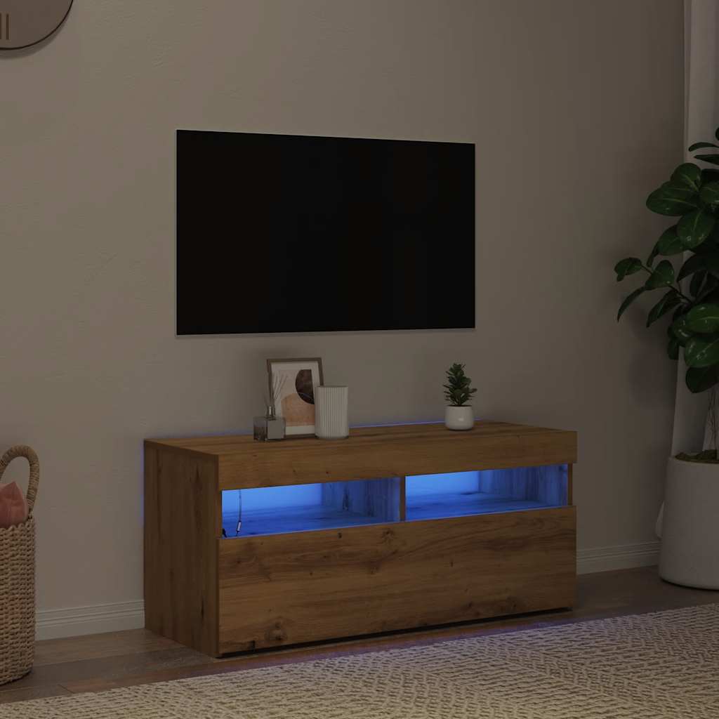 TV ormarić LED boja hrasta 90x35x40 cm konstruirano drvo