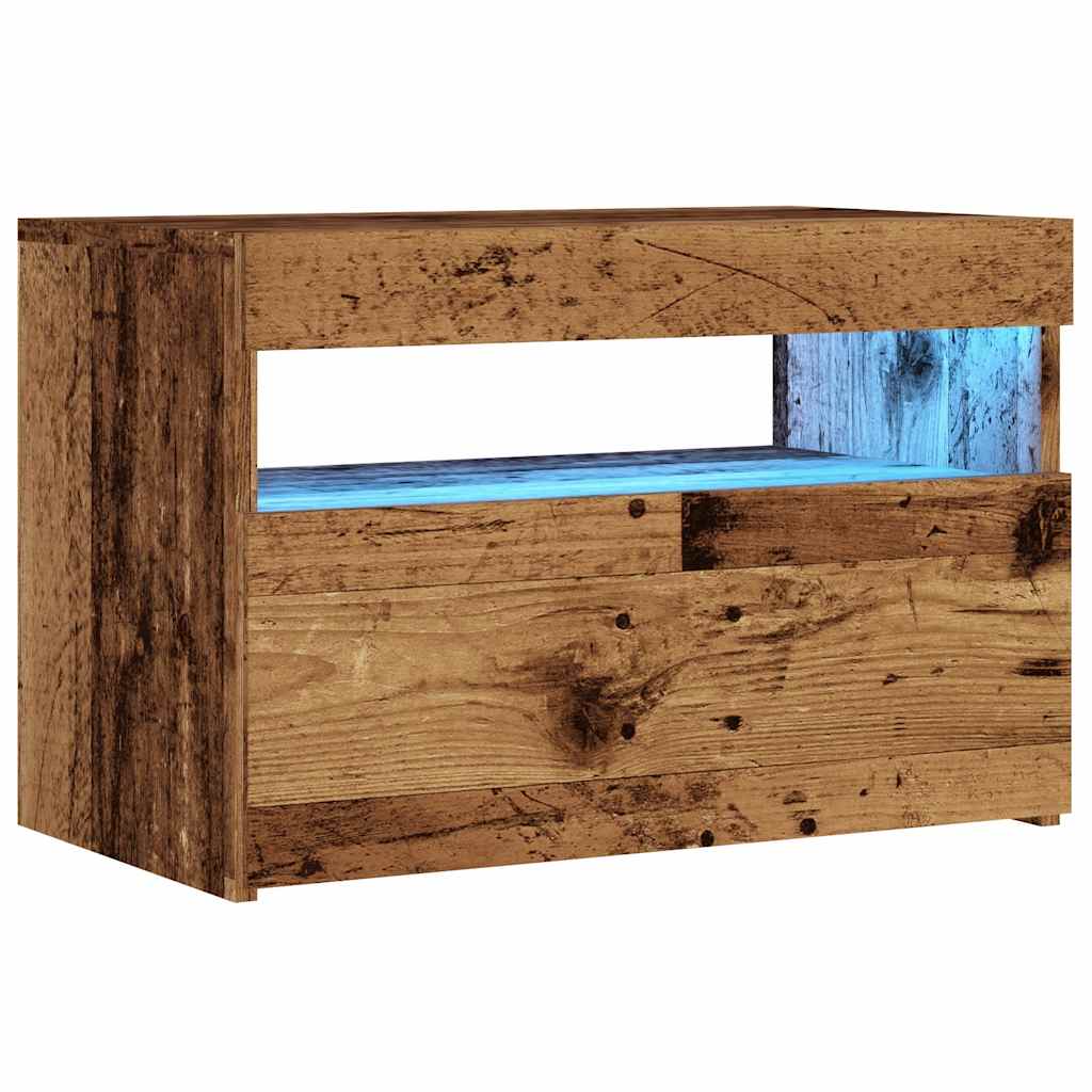 TV ormarić s LED svjetlima staro drvo 60x35x40 cm