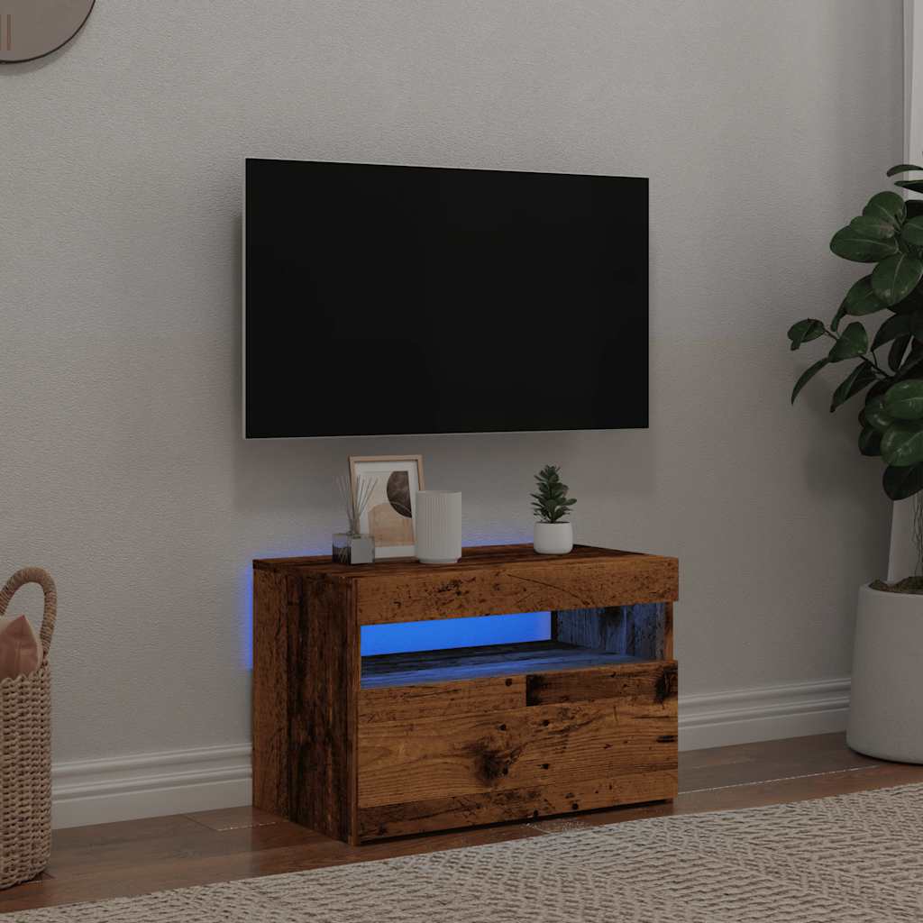 TV ormarić s LED svjetlima staro drvo 60x35x40 cm
