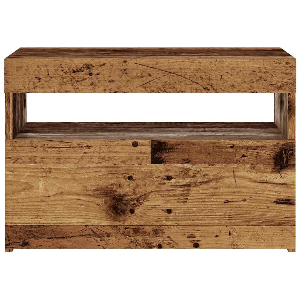 TV ormarić s LED svjetlima staro drvo 60x35x40 cm
