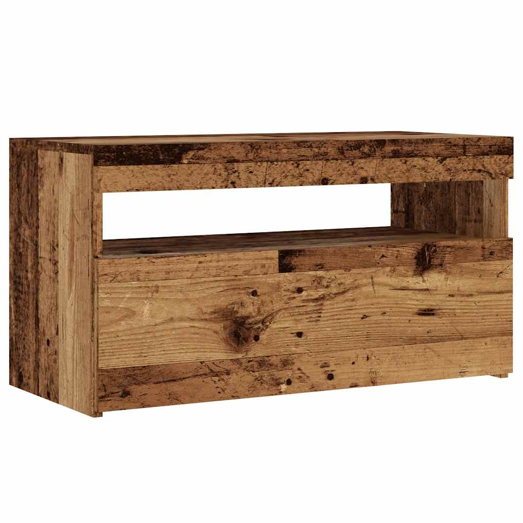 TV ormarić s LED svjetlima staro drvo 75x35x40 cm
