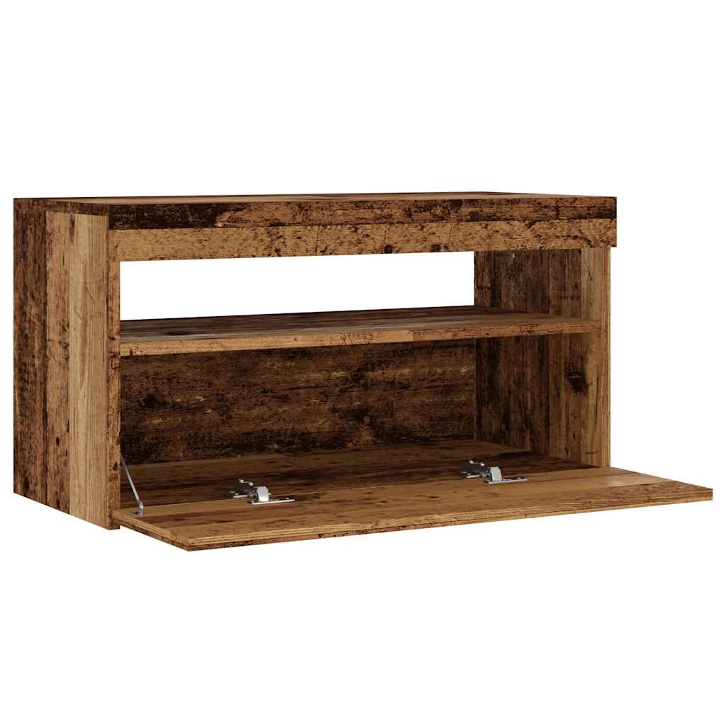 TV ormarić s LED svjetlima staro drvo 75x35x40 cm
