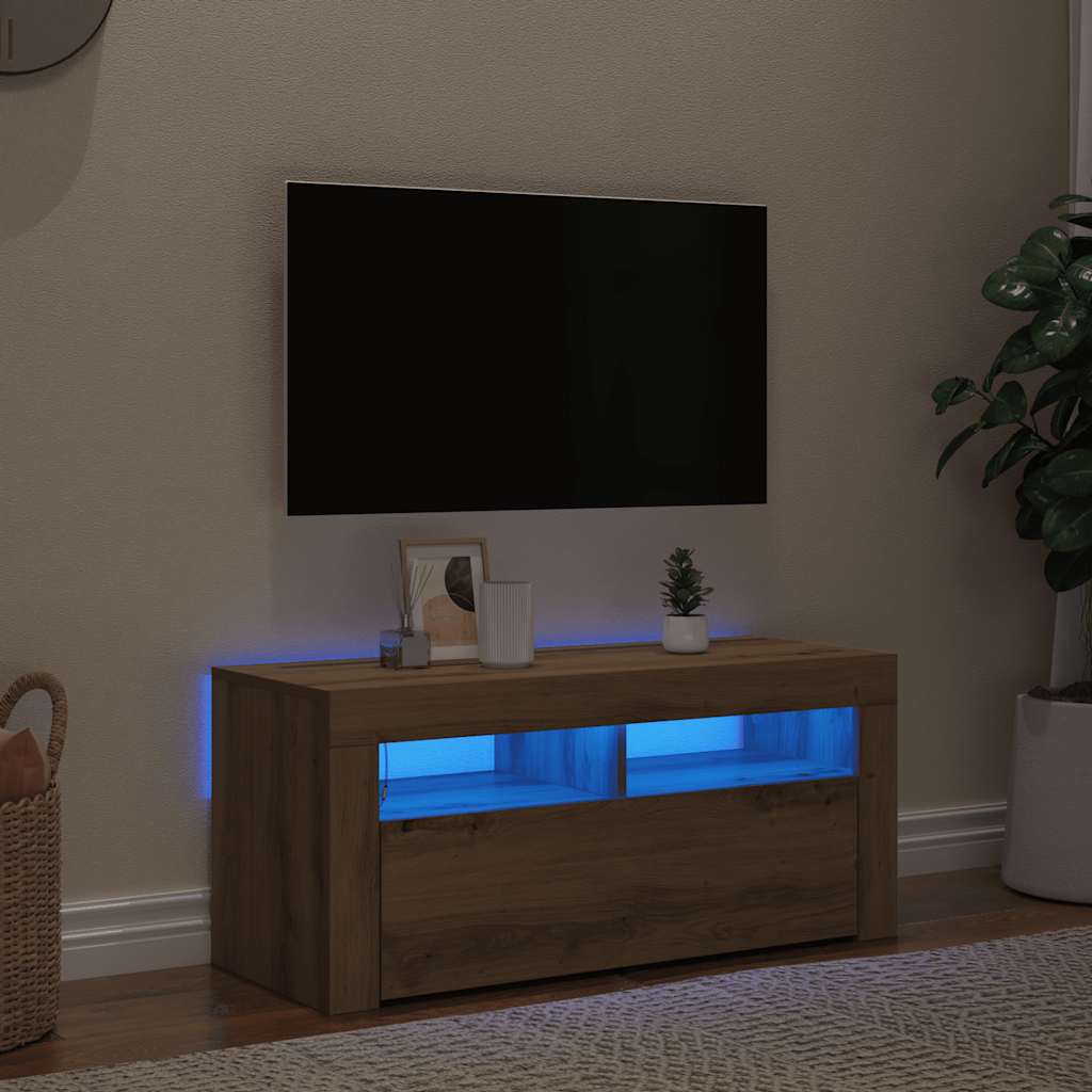 TV ormarić LED boja hrasta 90x35x40 cm konstruirano drvo