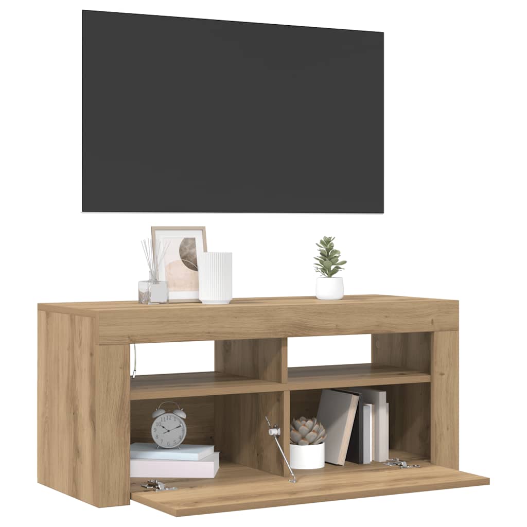 TV ormarić LED boja hrasta 90x35x40 cm konstruirano drvo