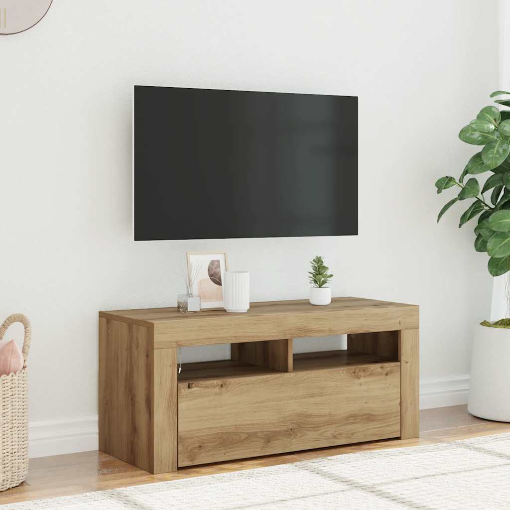 TV ormarić LED boja hrasta 90x35x40 cm konstruirano drvo
