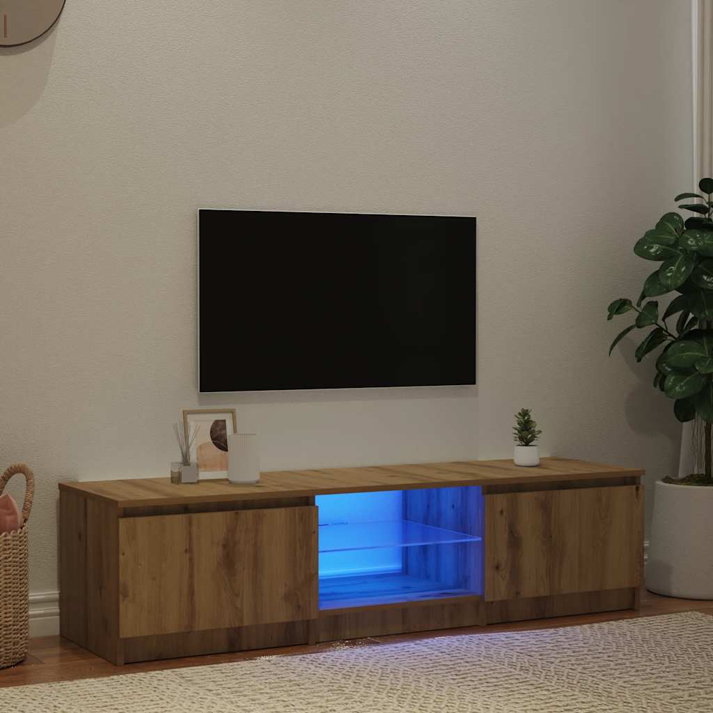 TV ormarić s LED svjetlima Artisan hrast 140x40x36 cm