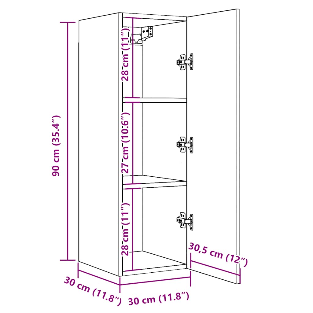 2-dijelni TV ormarić Artisan hrast 30,5x30x90 cm izrađeno drvo