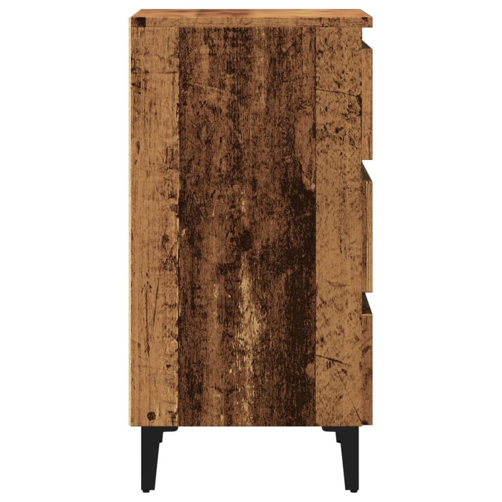Krevetni ormarić s metalnim nogama staro drvo 40x35x69 cm