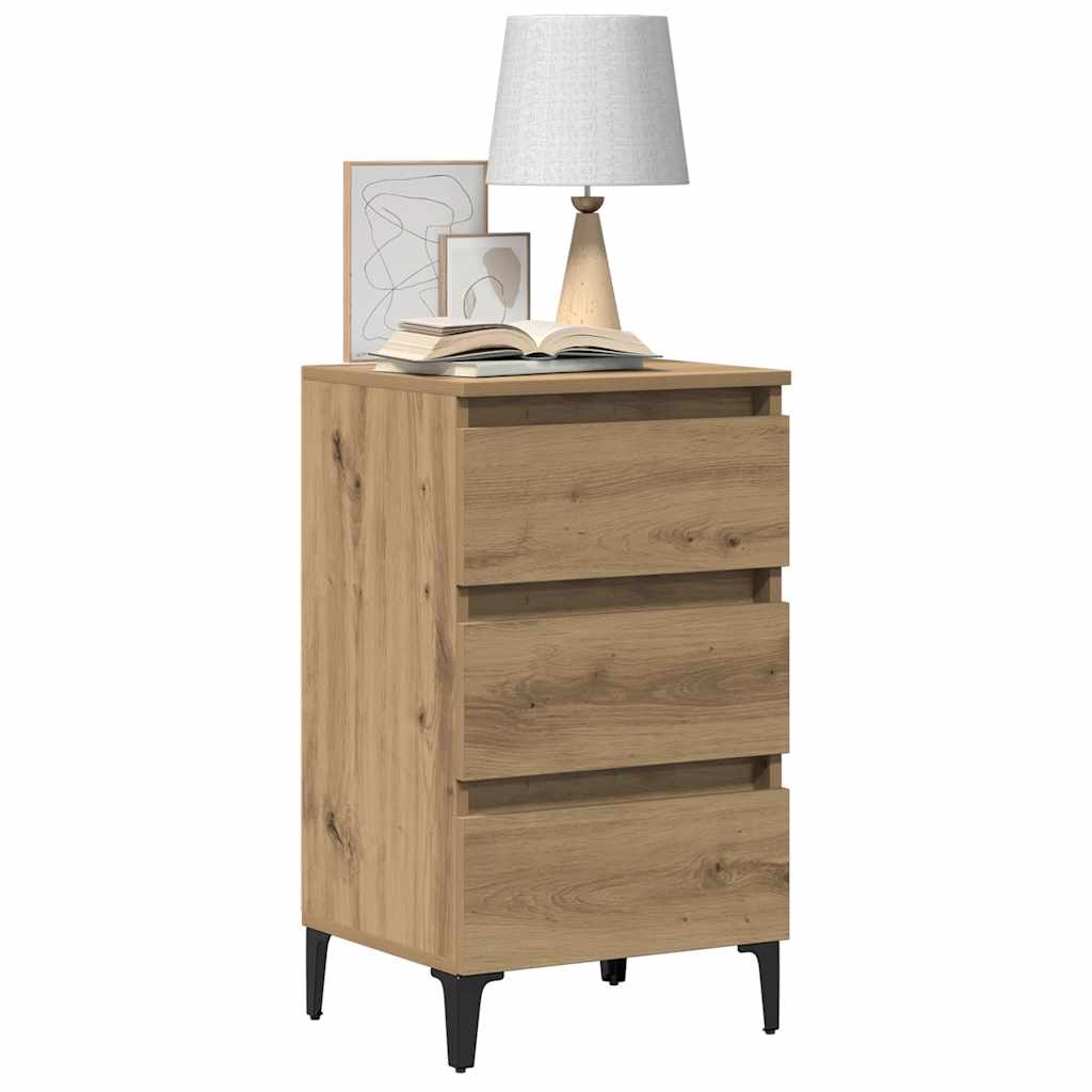 Krevetni ormarić s metalnim nogama Artisan hrast 40x35x69 cm