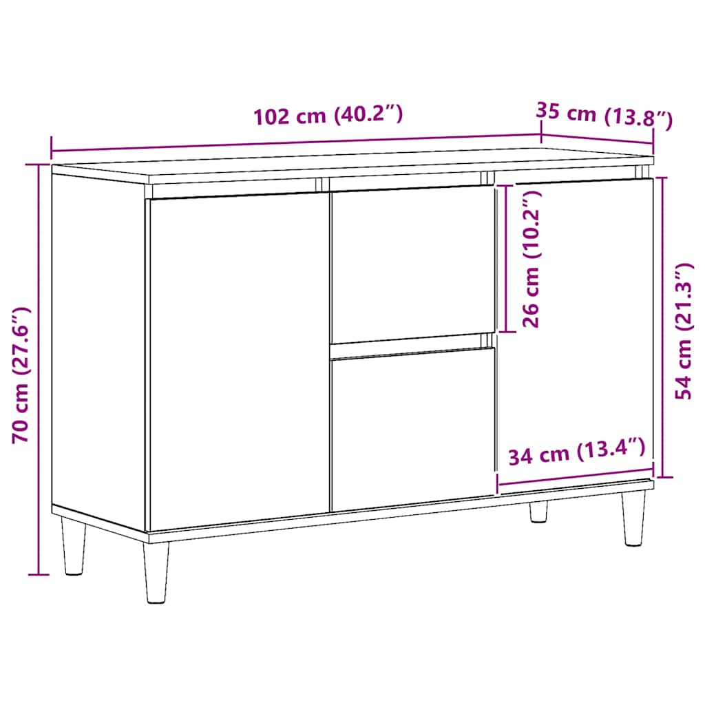 Komoda boja hrasta artisan 102x35x70 cm konstruirano drvo