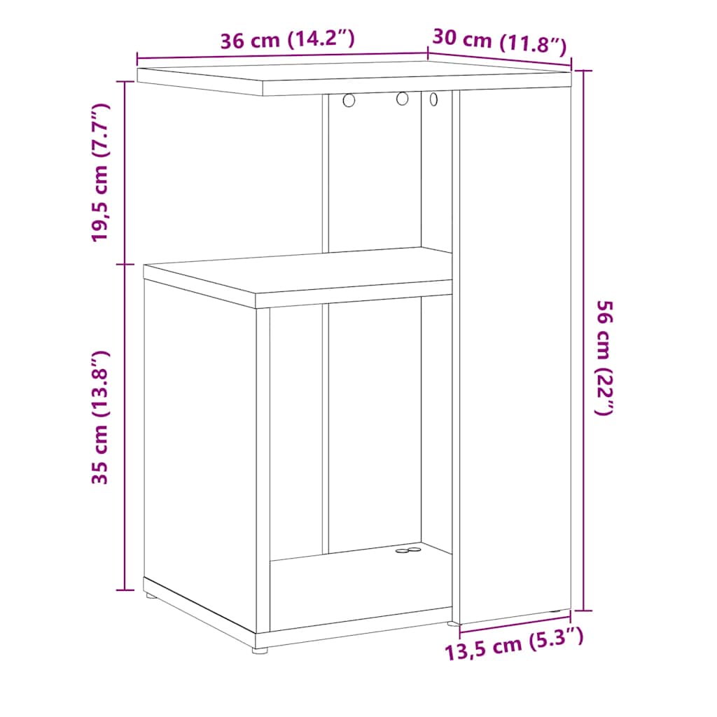 Pomoćni stol Artisan hrast 36x30x56 cm izrađeno drvo
