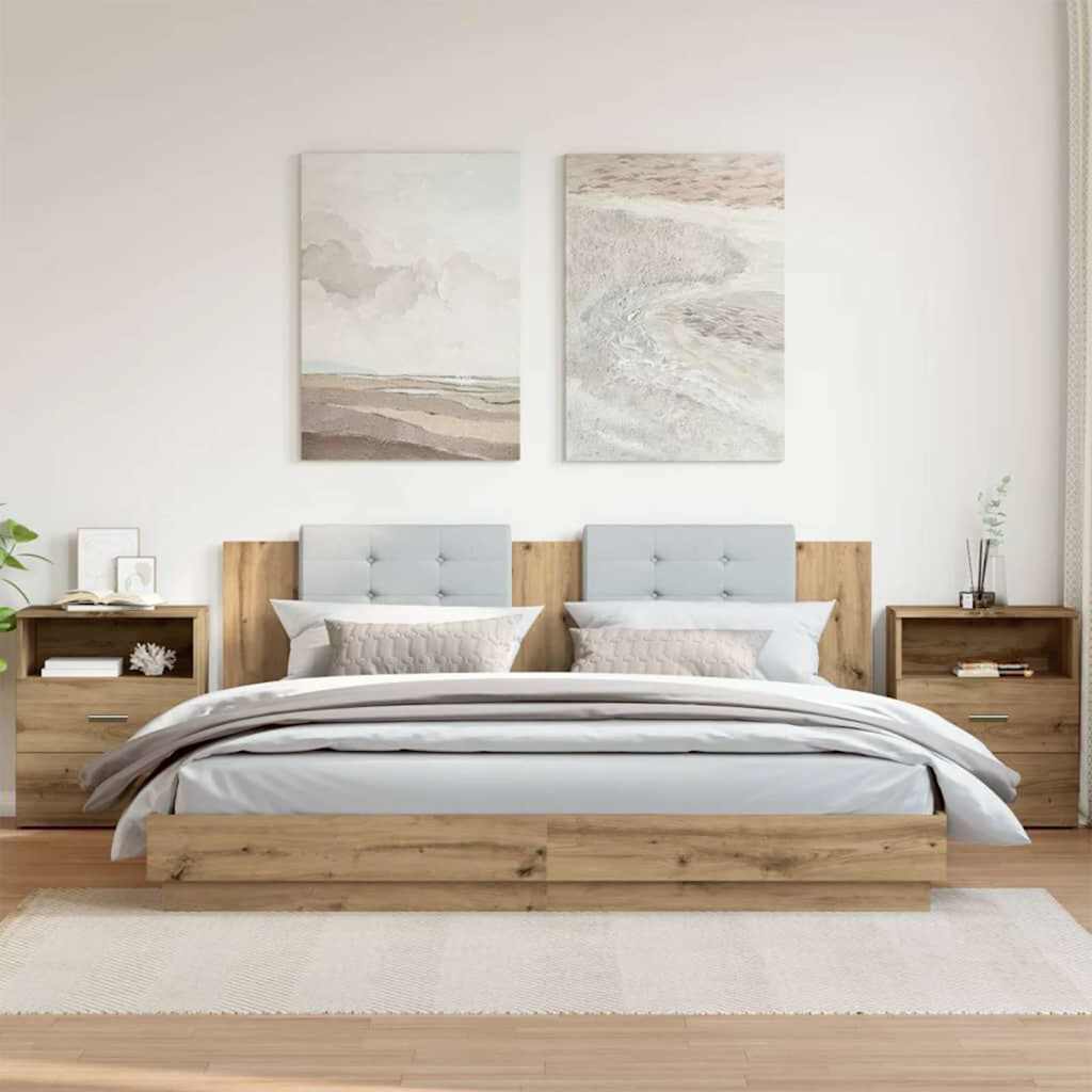 Noćni ormarići 2 kom boja hrasta 50x32x60 cm konstruirano drvo