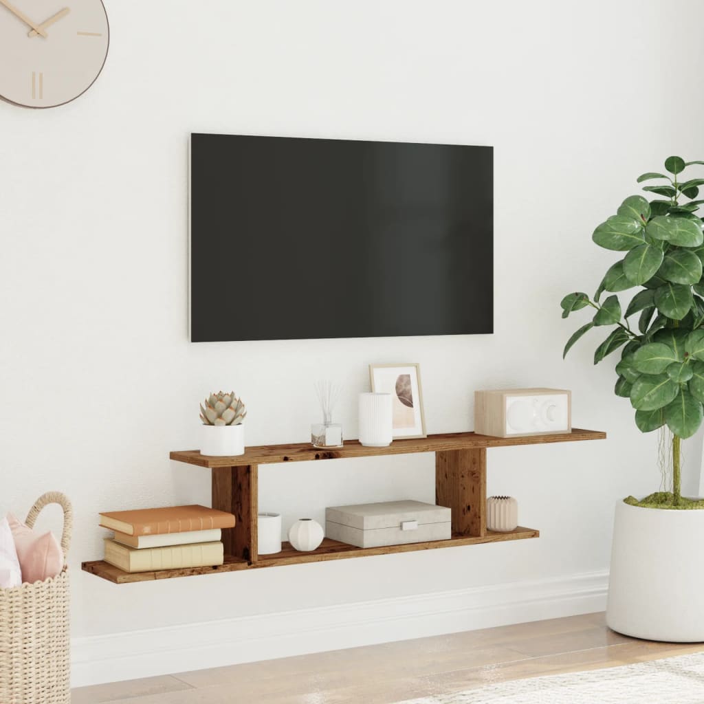 Zidna TV polica boja staro drvo 125x18x23 cm konstruirano drvo