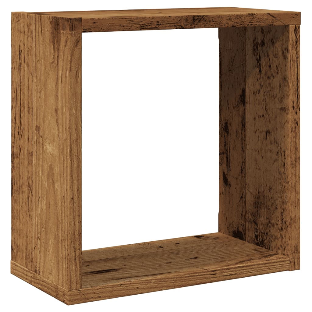 Kockaste zidne police 4 kom boja staro drvo 30x15x30 cm drvene