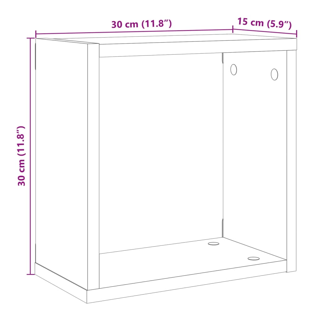 Kockaste zidne police 4 kom boja hrasta 30x15x30 cm drvene