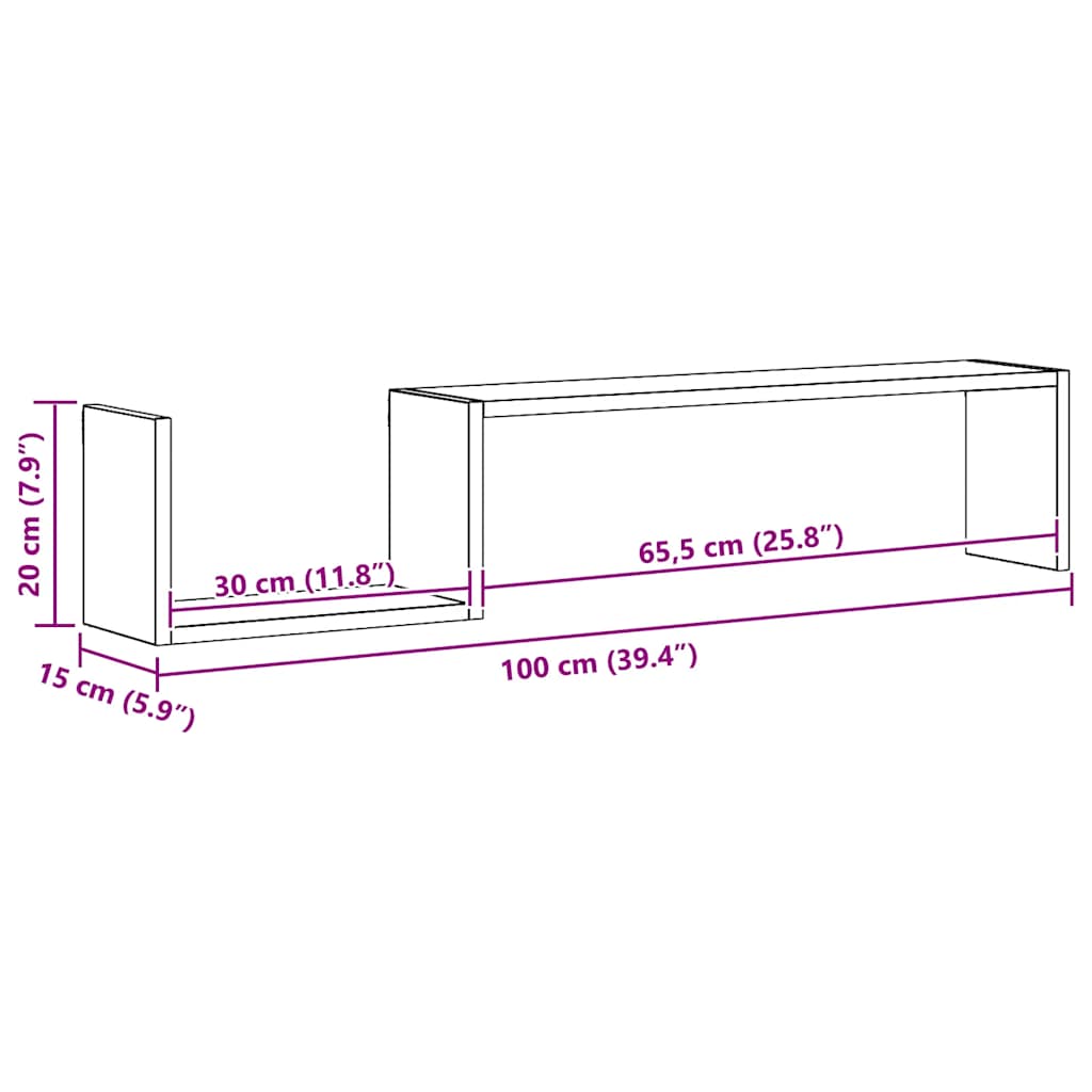 Zidne police 2 kom staro drvo 100x15x20 cm konstruirano drvo